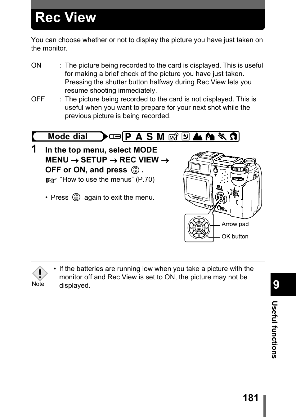 Rec view, P.181), P.181 | Olympus C-5050 Zoom User Manual | Page 182 / 268
