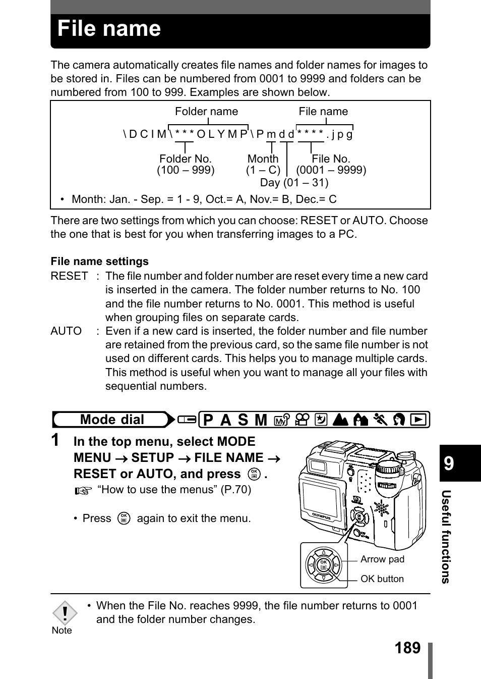 File name, P.189 | Olympus C-5050 Zoom User Manual | Page 190 / 268