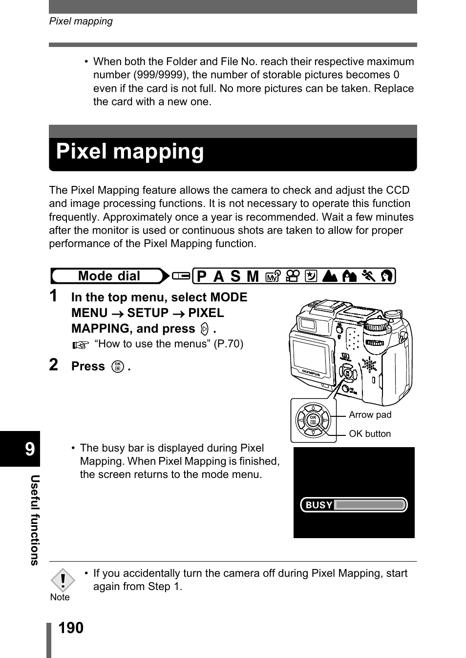 Pixel mapping, P.190 | Olympus C-5050 Zoom User Manual | Page 191 / 268