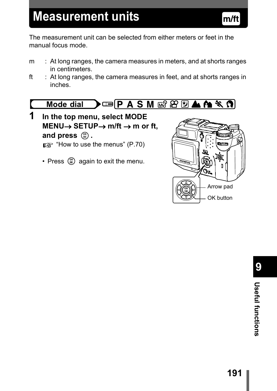Measurement units, P.191 | Olympus C-5050 Zoom User Manual | Page 192 / 268