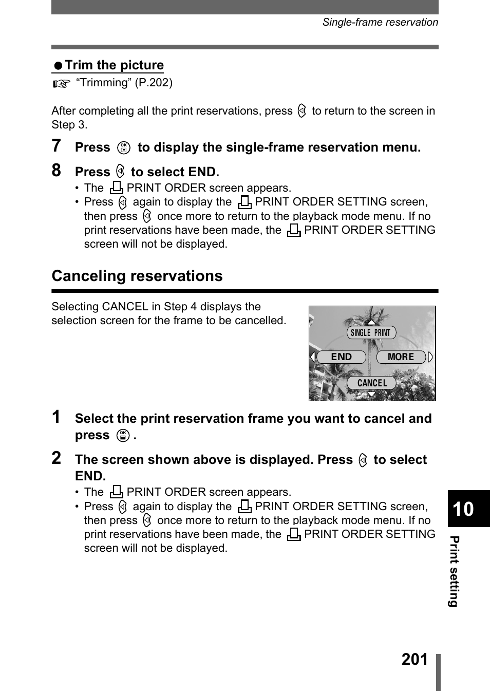 Canceling reservations | Olympus C-5050 Zoom User Manual | Page 202 / 268