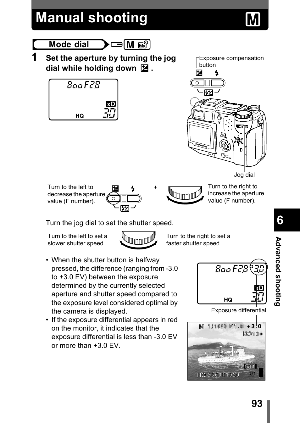 Manual shooting, P.93, 1, P.93 | Olympus C-5050 Zoom User Manual | Page 94 / 268