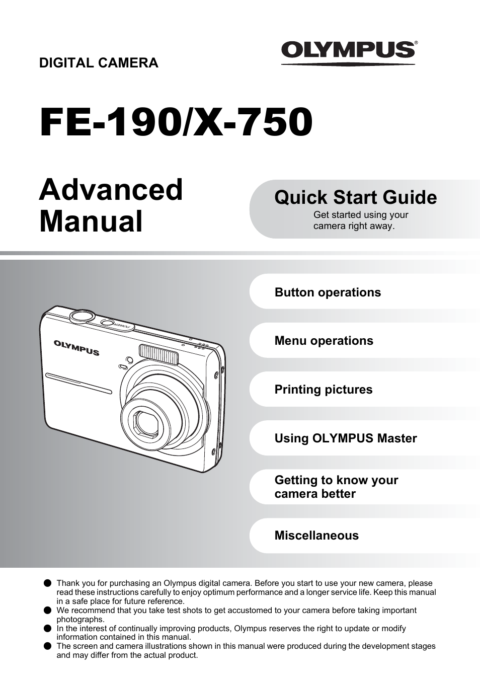 Olympus FE-190 User Manual | 80 pages