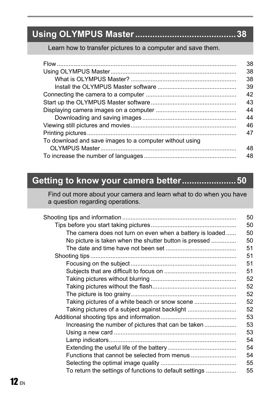 Using olympus master, Getting to know your camera better | Olympus FE-190 User Manual | Page 12 / 80