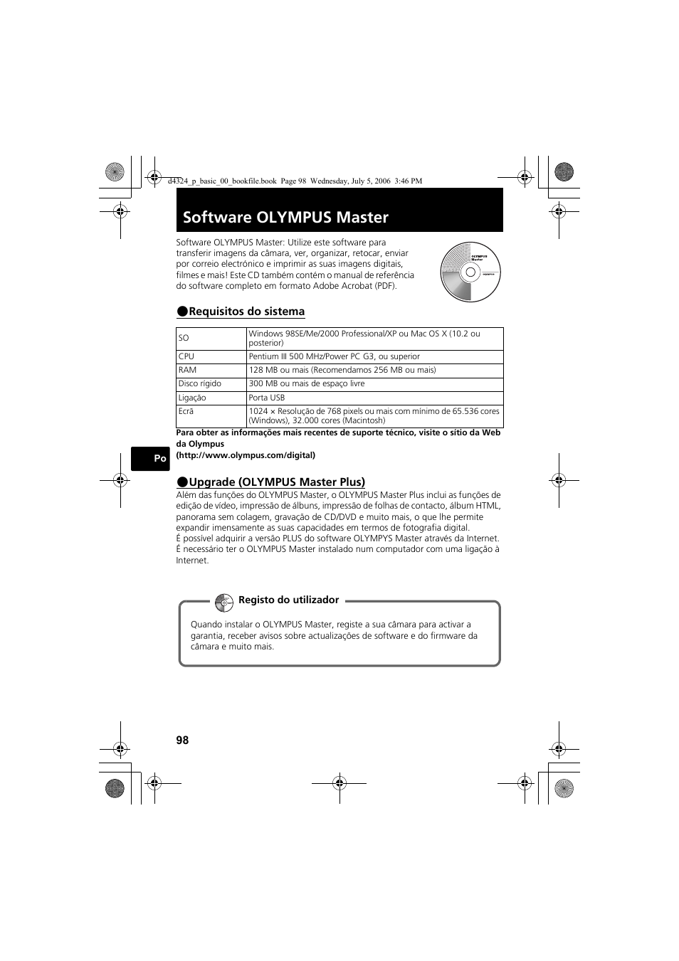 Software olympus master | Olympus FE-170 User Manual | Page 98 / 108