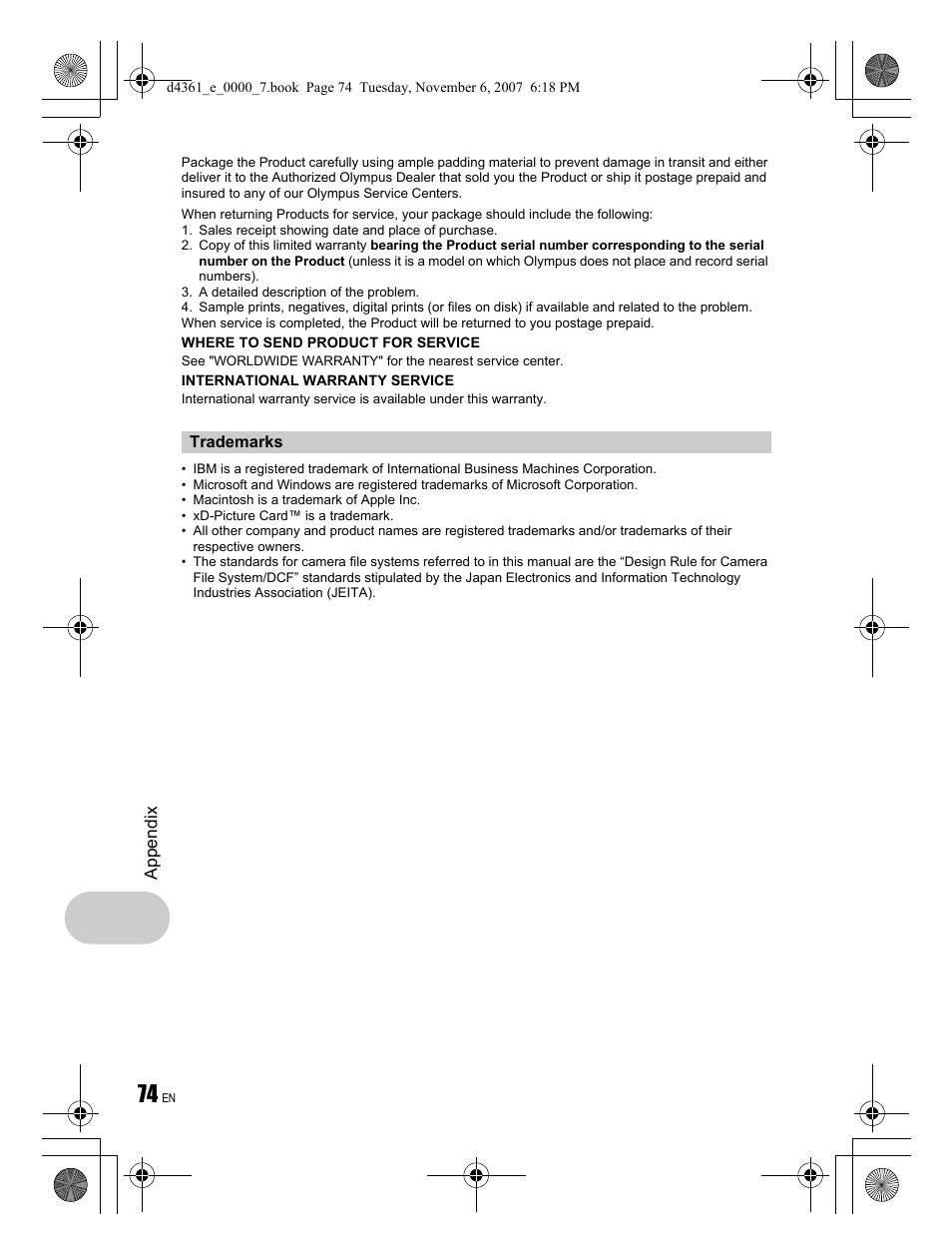 Olympus Stylus 850 SW User Manual | Page 74 / 84
