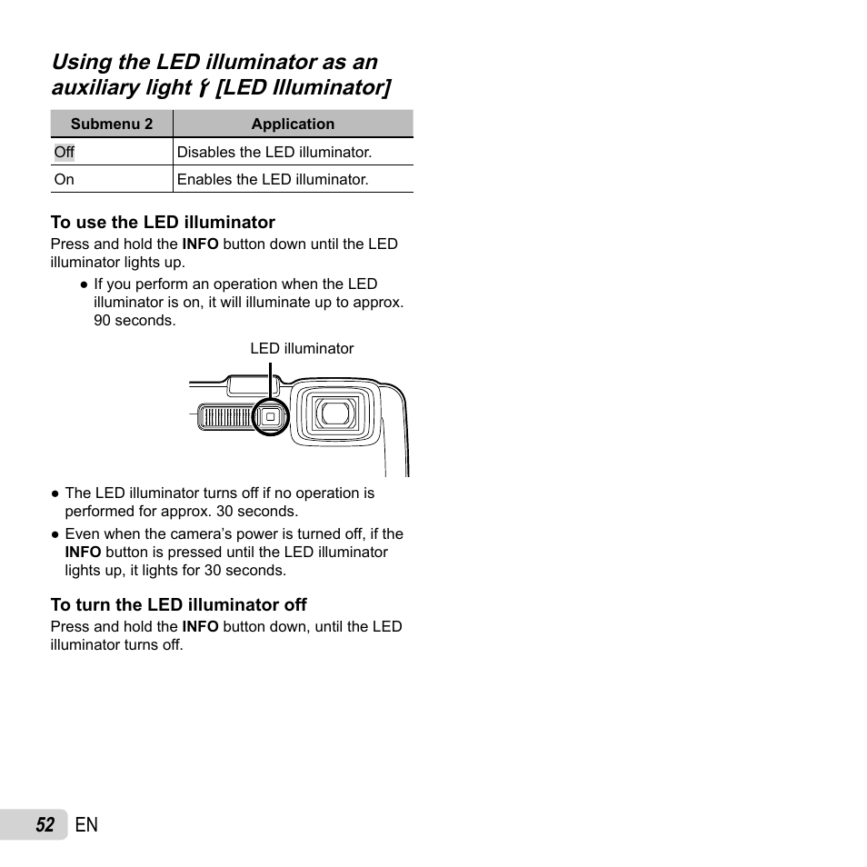 52 en | Olympus TG-830 iHS User Manual | Page 52 / 101