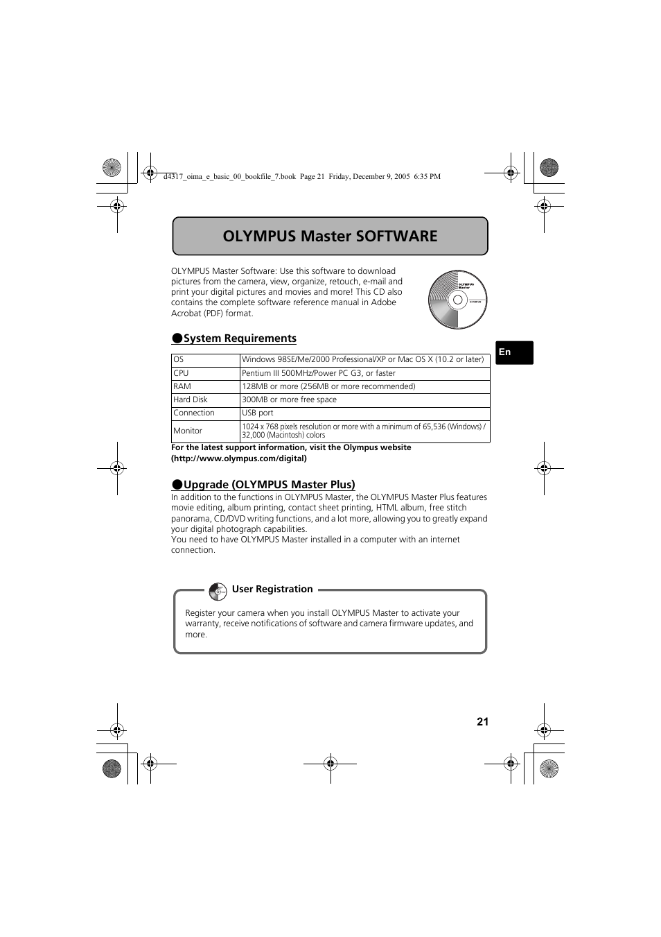 Olympus master software | Olympus FE-115 User Manual | Page 21 / 116