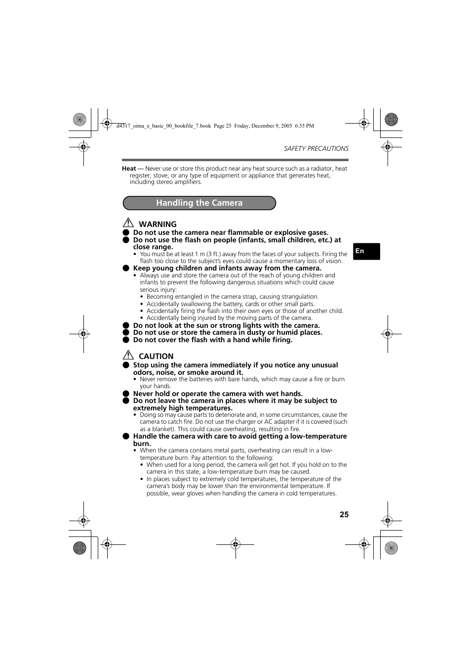 Handling the camera | Olympus FE-115 User Manual | Page 25 / 116