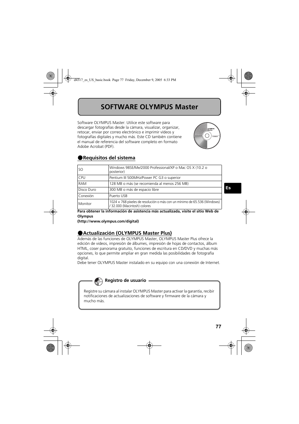 Software olympus master | Olympus FE-115 User Manual | Page 77 / 116