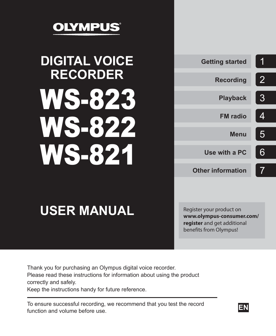 Olympus WS-823 User Manual | 118 pages