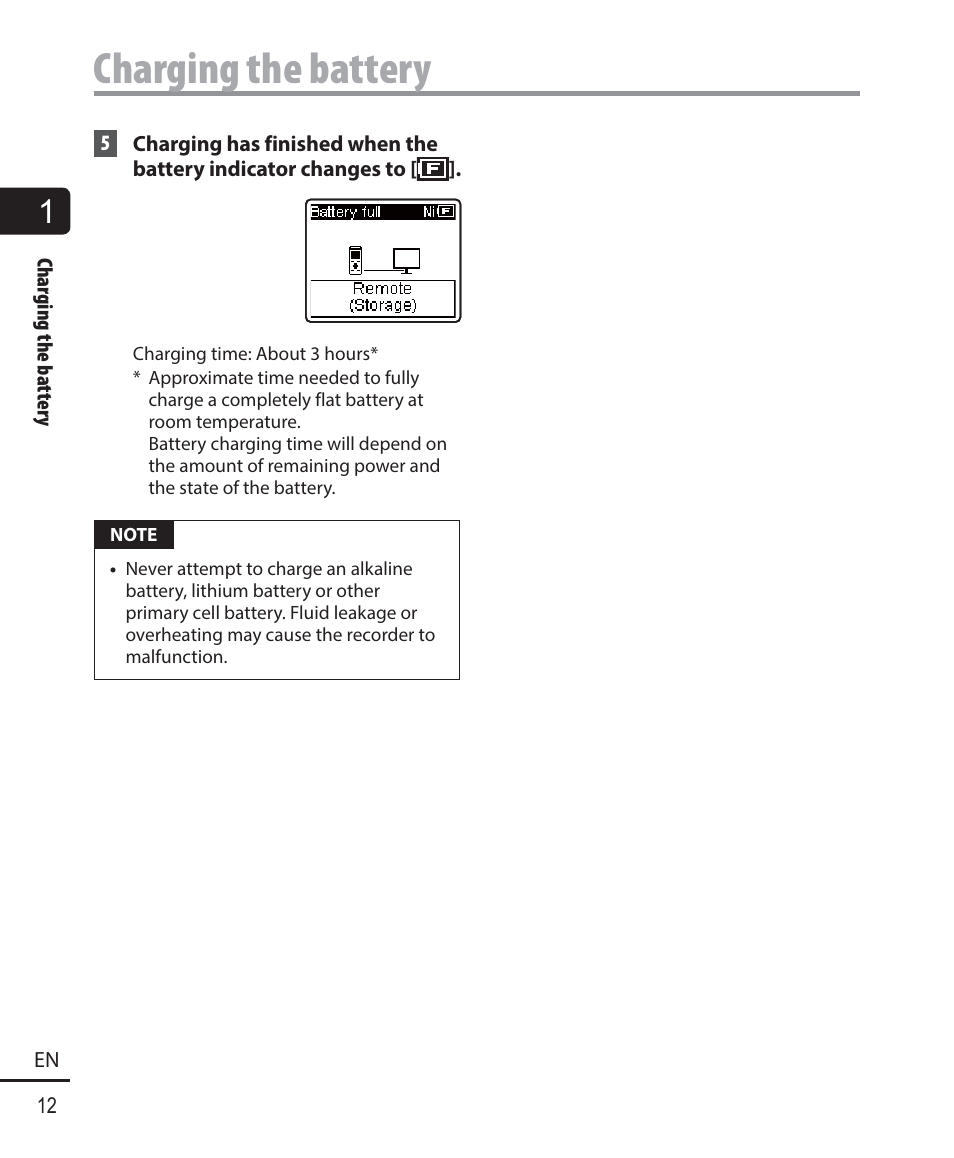 Charging the battery | Olympus WS-823 User Manual | Page 12 / 118