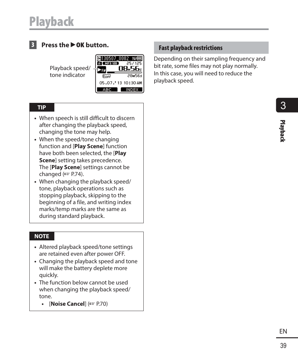 Playback | Olympus WS-823 User Manual | Page 39 / 118