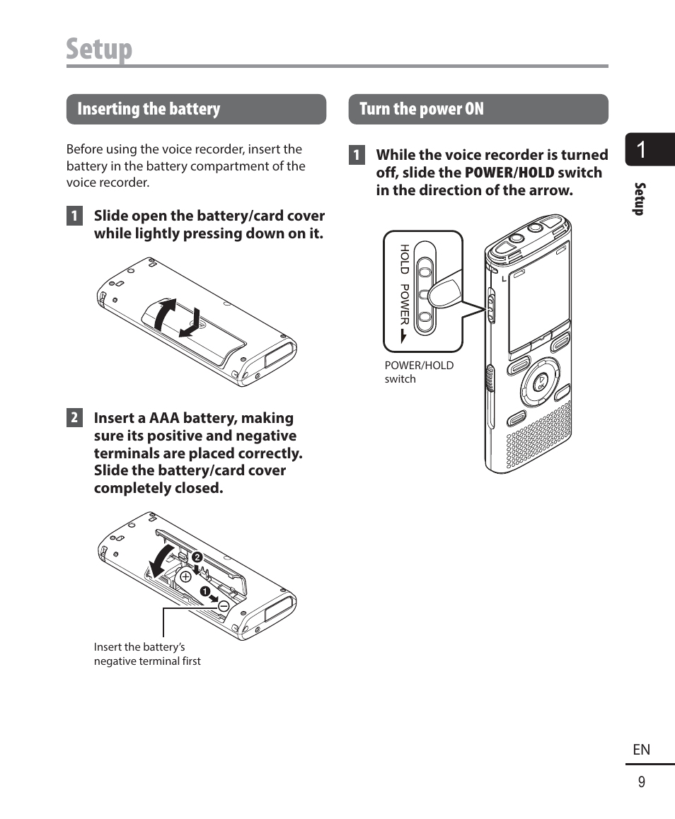 Setup | Olympus WS-823 User Manual | Page 9 / 118