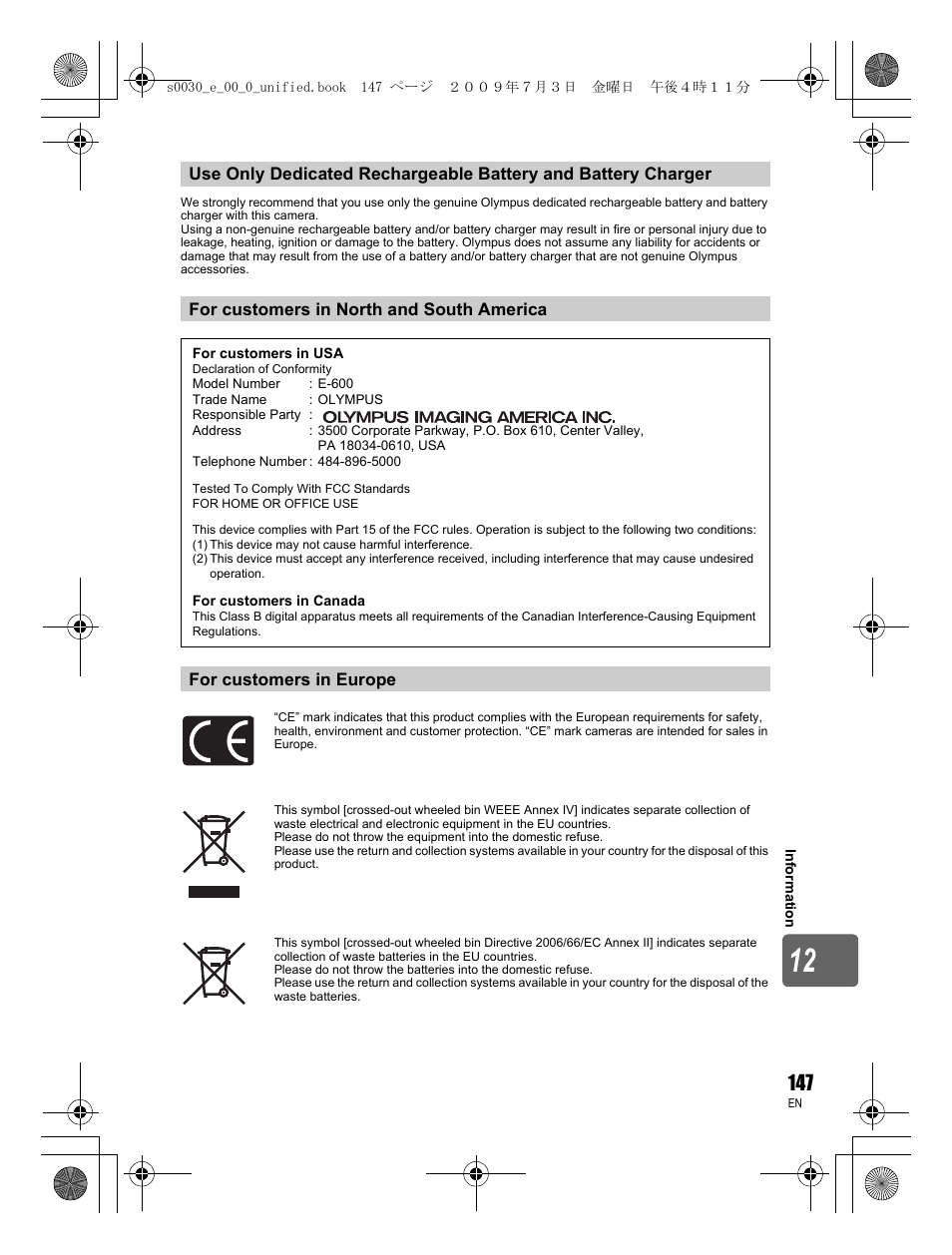 Olympus E-600 User Manual | Page 147 / 156