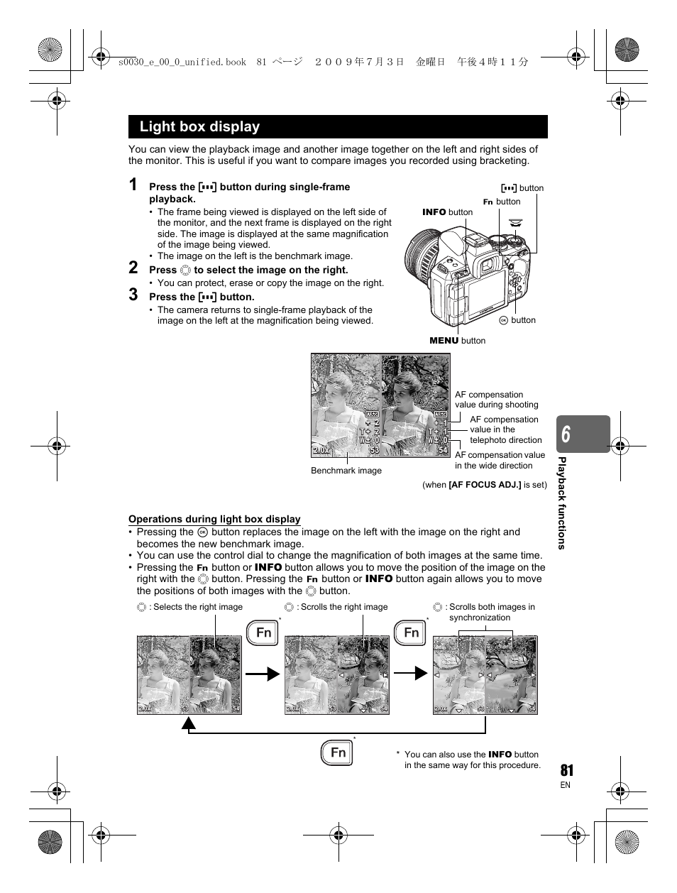 Light box display | Olympus E-600 User Manual | Page 81 / 156