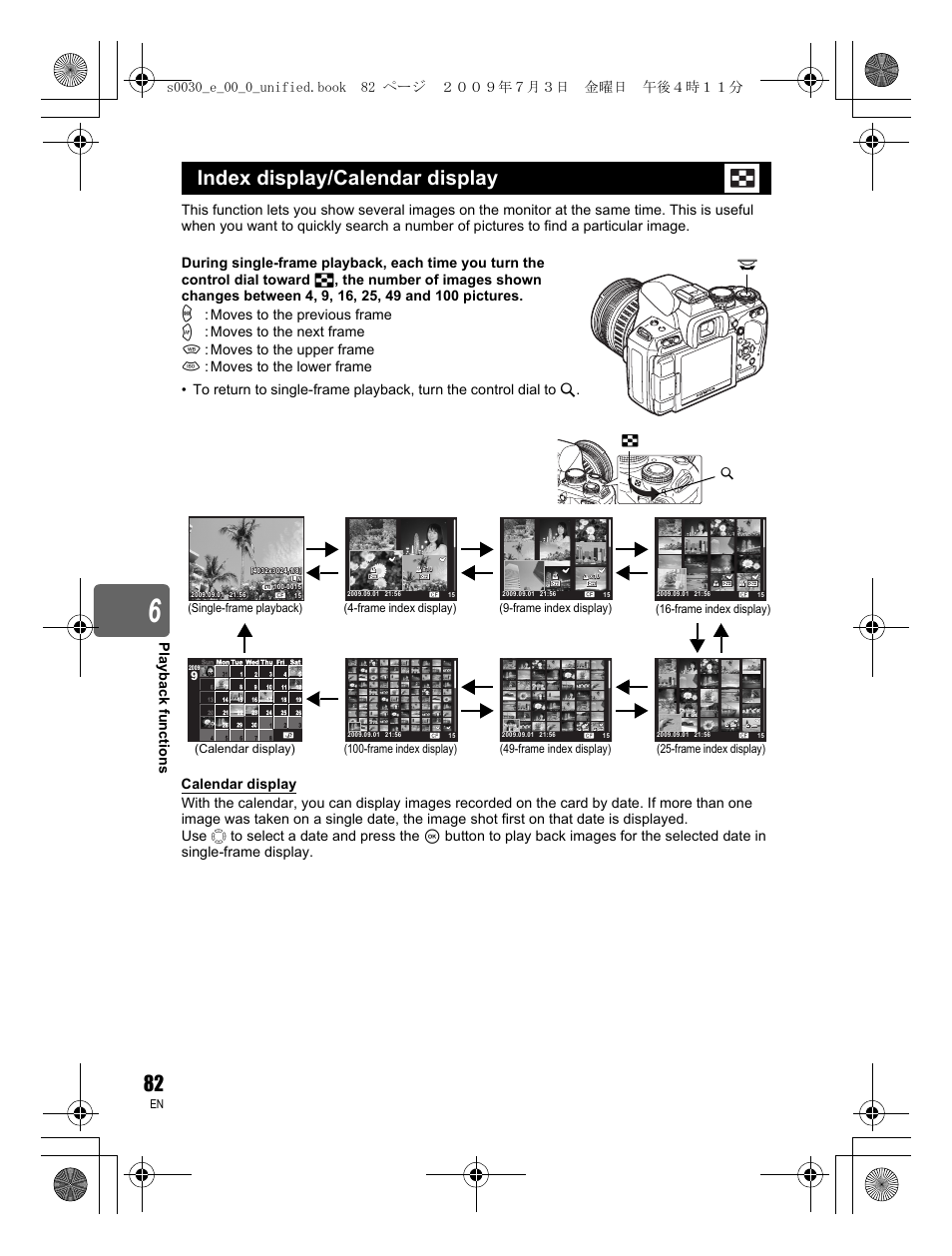 Index display/calendar display | Olympus E-600 User Manual | Page 82 / 156