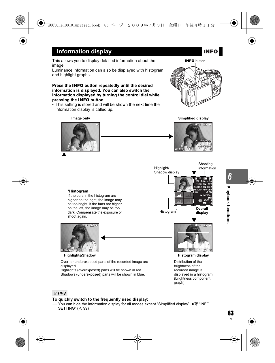 Information display | Olympus E-600 User Manual | Page 83 / 156