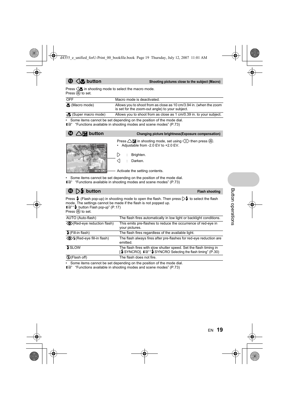 3# button flash shooting” (p.19) | Olympus SP-560 UZ User Manual | Page 19 / 101