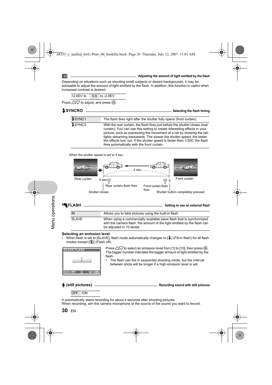 P.30, Menu ope rati ons | Olympus SP-560 UZ User Manual | Page 30 / 101