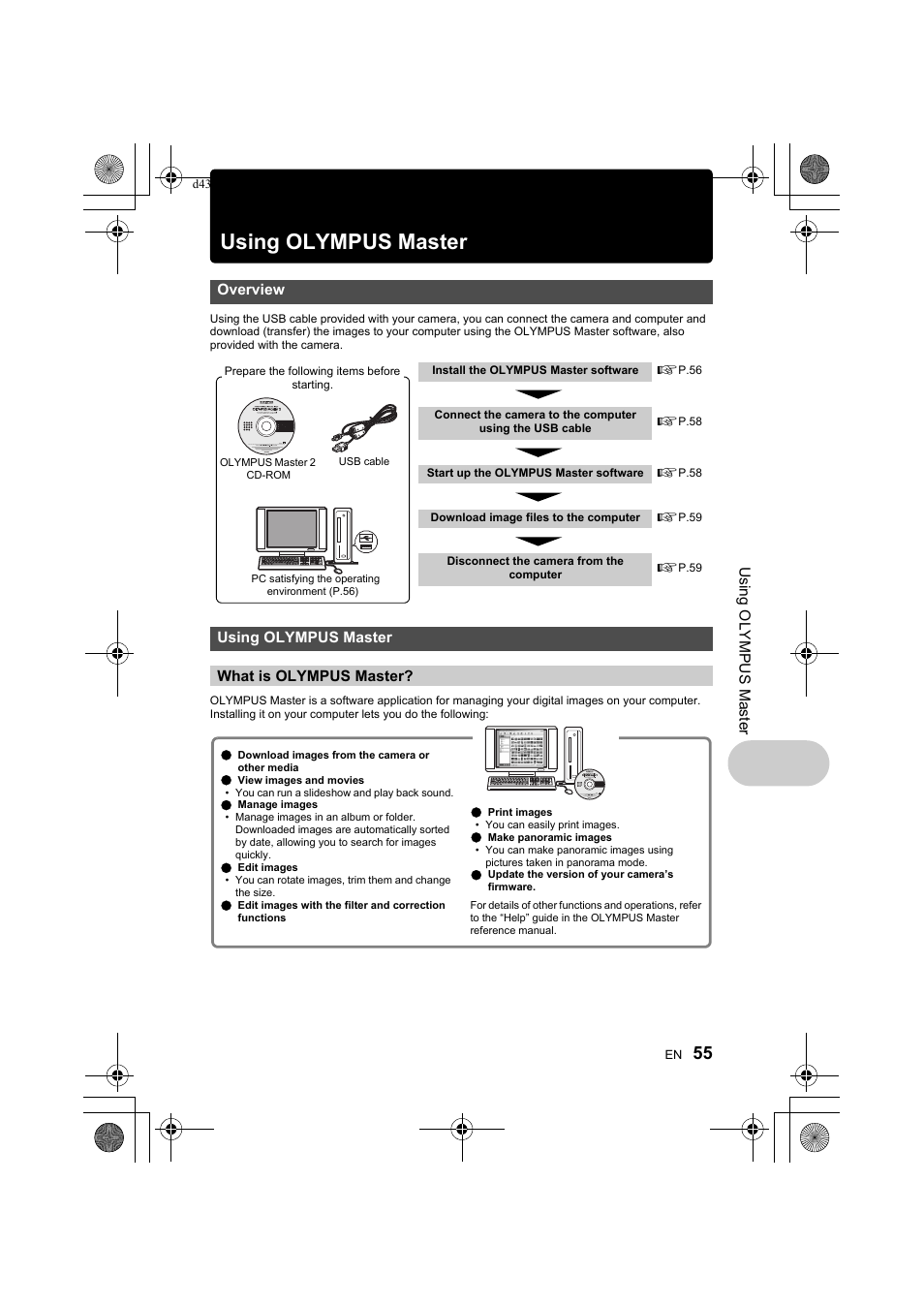 Using olympus master, P.55 | Olympus SP-560 UZ User Manual | Page 55 / 101