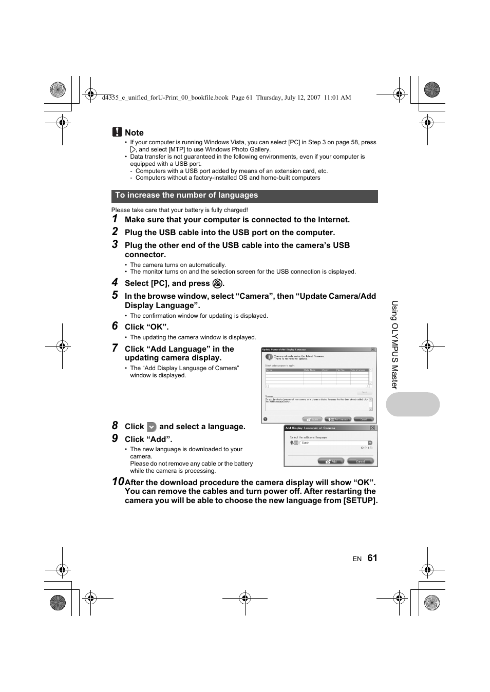 Olympus SP-560 UZ User Manual | Page 61 / 101