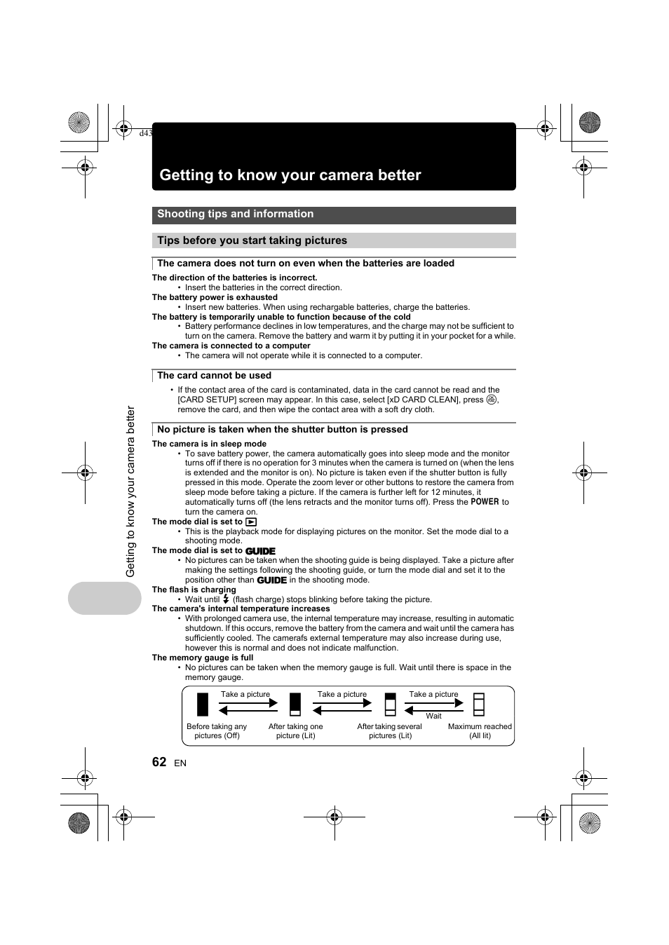 Getting to know your camera better p.62, Ab c d, Getting to know your camera better | Olympus SP-560 UZ User Manual | Page 62 / 101