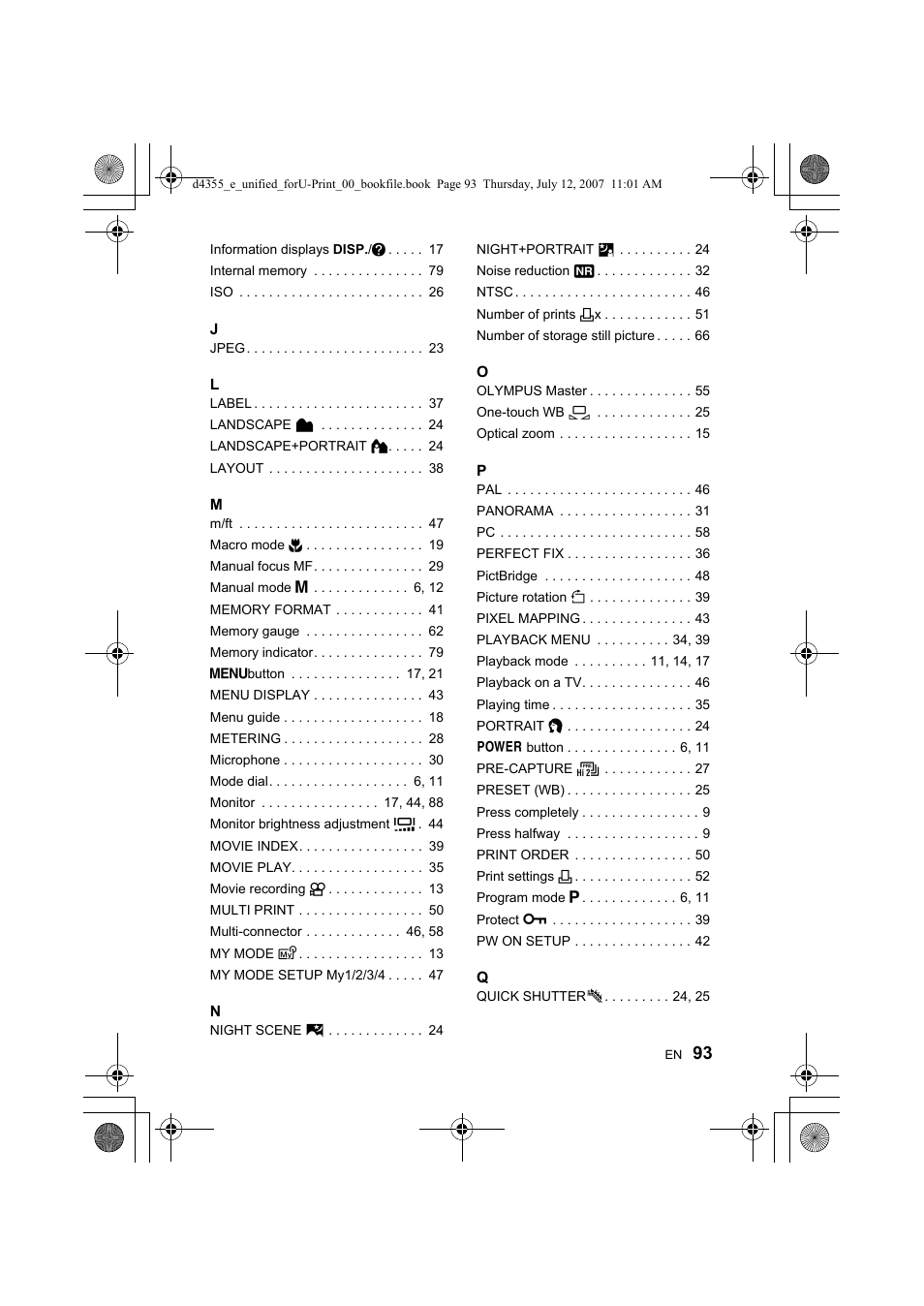 Olympus SP-560 UZ User Manual | Page 93 / 101