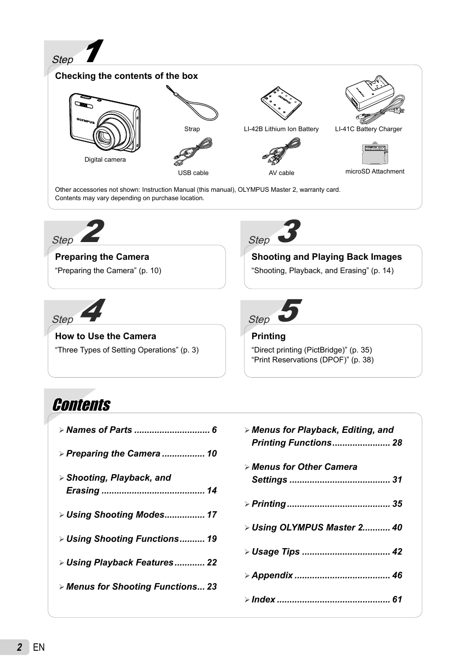 Olympus FE-4010 User Manual | Page 2 / 63