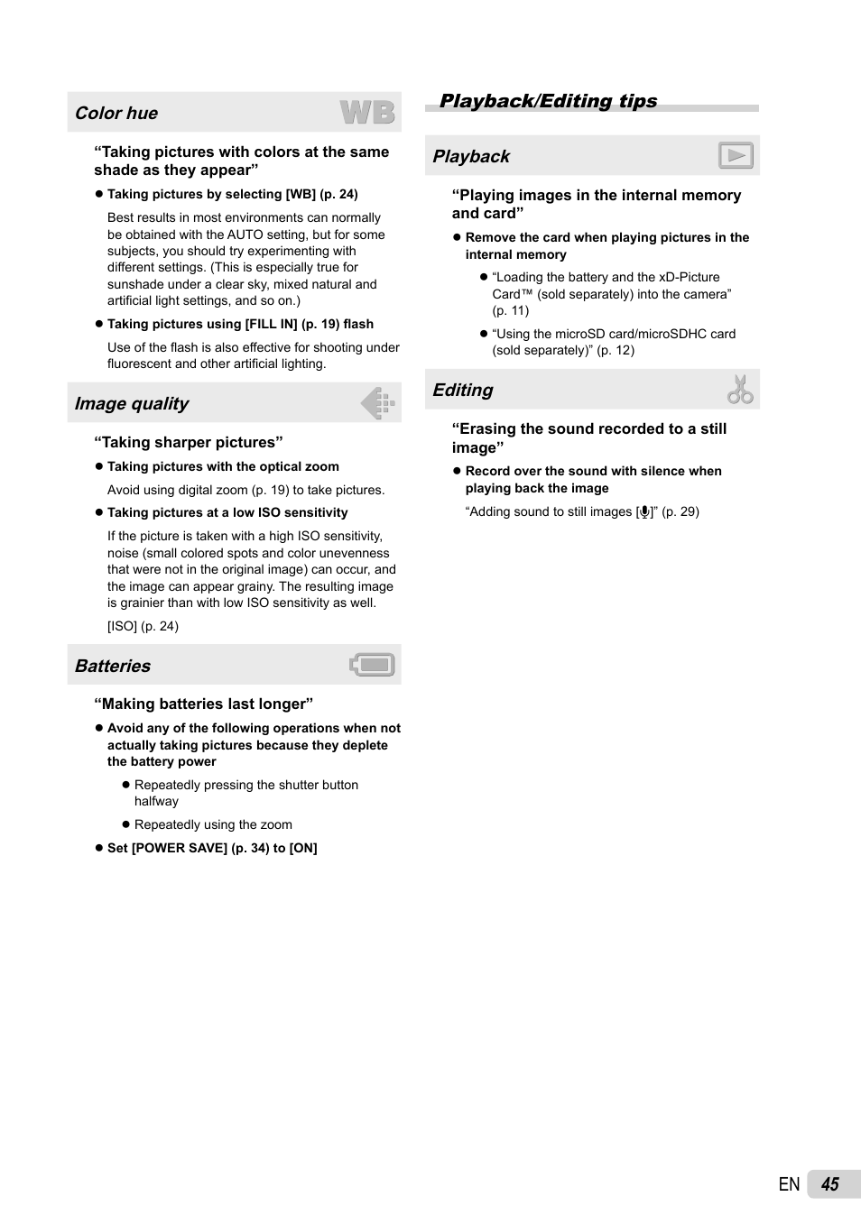 45 en, Playback/editing tips | Olympus FE-4010 User Manual | Page 45 / 63