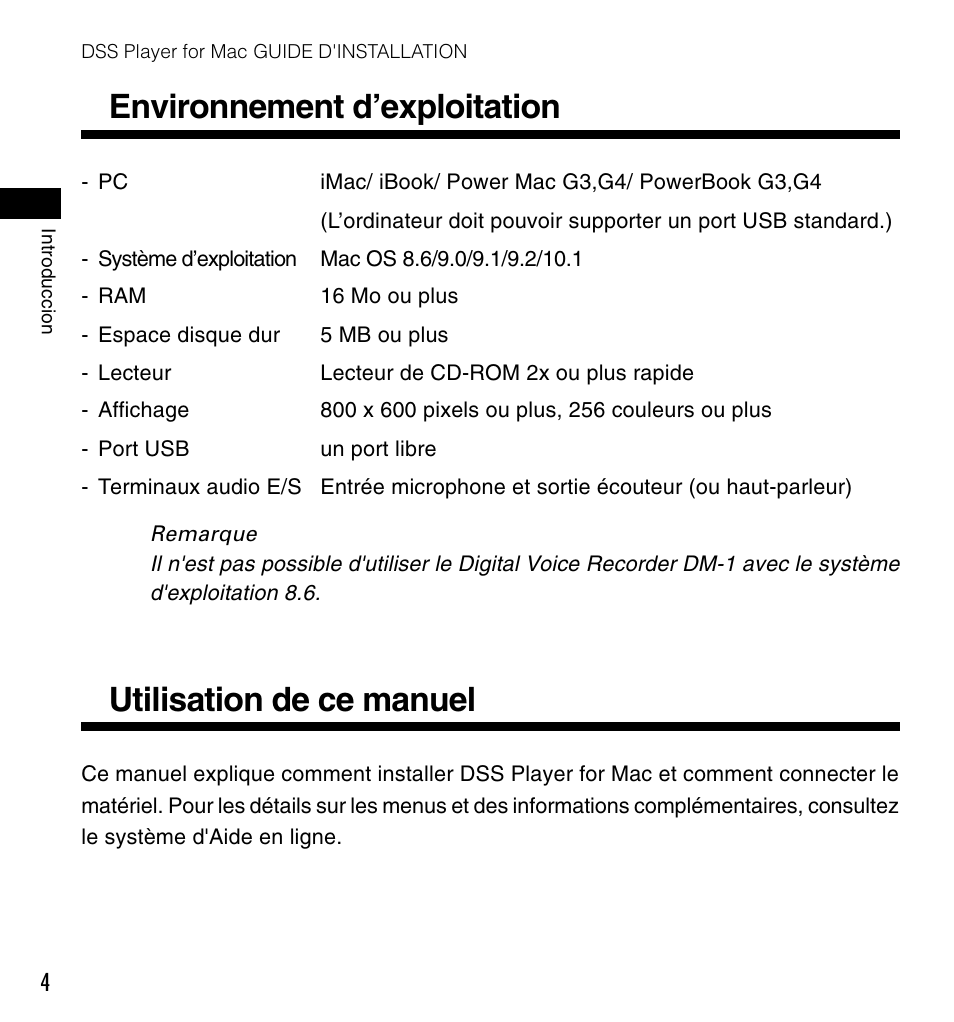 Environnement d’exploitation, Utilisation de ce manuel | Olympus DS-3000 User Manual | Page 16 / 60