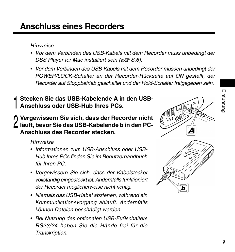 Anschluss eines recorders | Olympus DS-3000 User Manual | Page 33 / 60