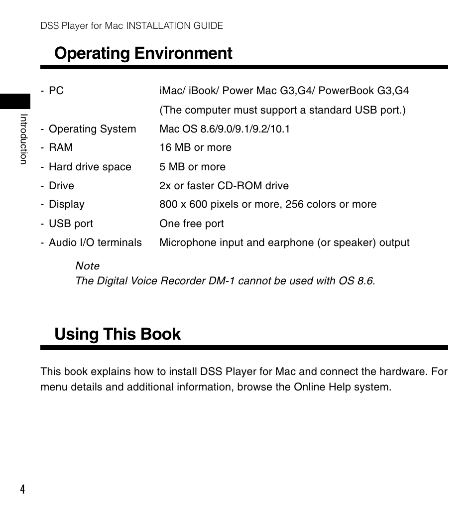 Operating environment, Using this book | Olympus DS-3000 User Manual | Page 4 / 60