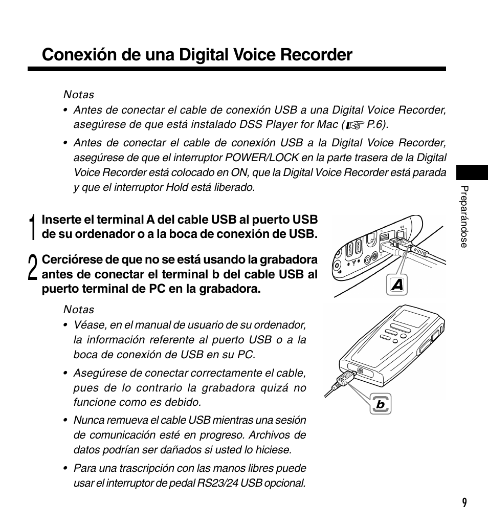 Conexión de una digital voice recorder | Olympus DS-3000 User Manual | Page 57 / 60