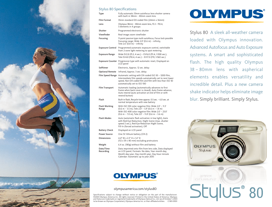 Olympus Stylus 80 User Manual | 2 pages