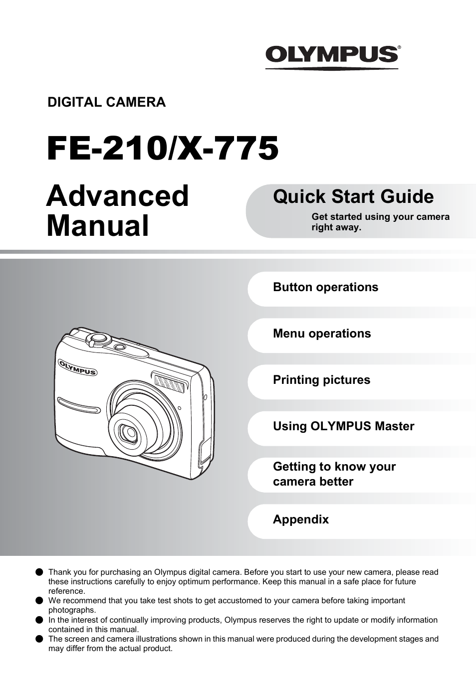 Olympus FE-210 User Manual | 72 pages