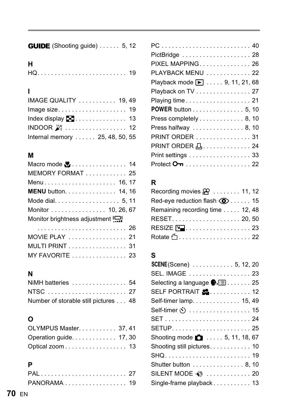 Olympus FE-210 User Manual | Page 70 / 72