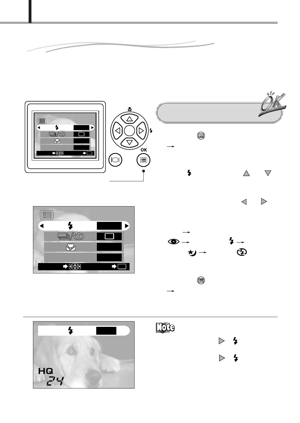 Using the flash, Operating procedure | Olympus D-150-C-1 User Manual | Page 56 / 108
