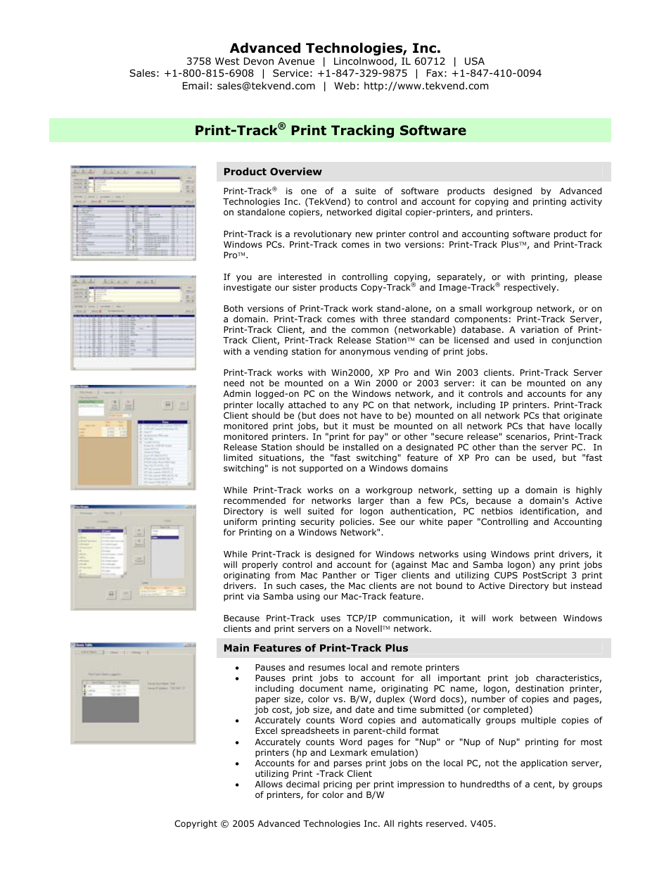 Print-track print tracking software, Advanced technologies, inc, Print-track | Print tracking software | Advanced Technology International USA M200 User Manual | Page 24 / 31