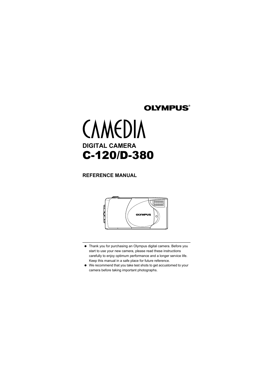 Camera operation | Olympus D-380 User Manual | Page 2 / 133