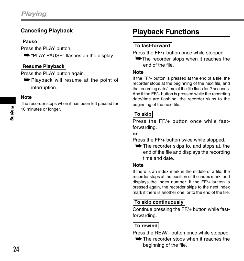 Playback functions | Olympus DS-2000 User Manual | Page 24 / 48