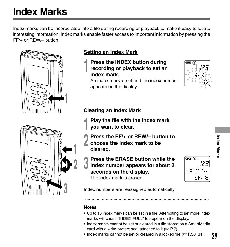 Index marks | Olympus DS-2000 User Manual | Page 29 / 48