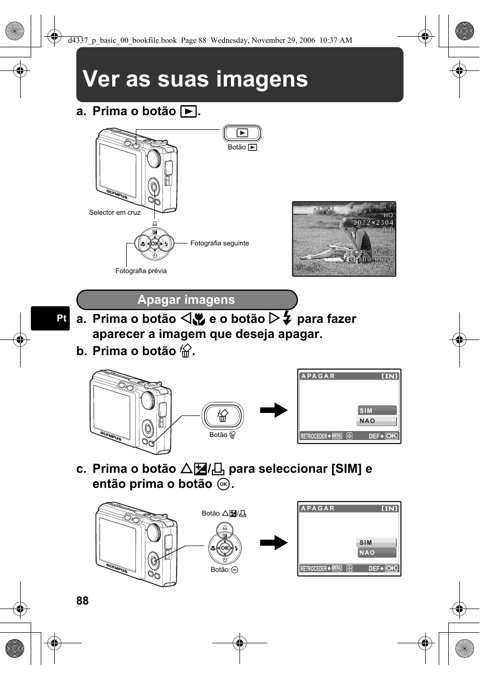 Ver as suas imagens | Olympus FE-220 User Manual | Page 88 / 108