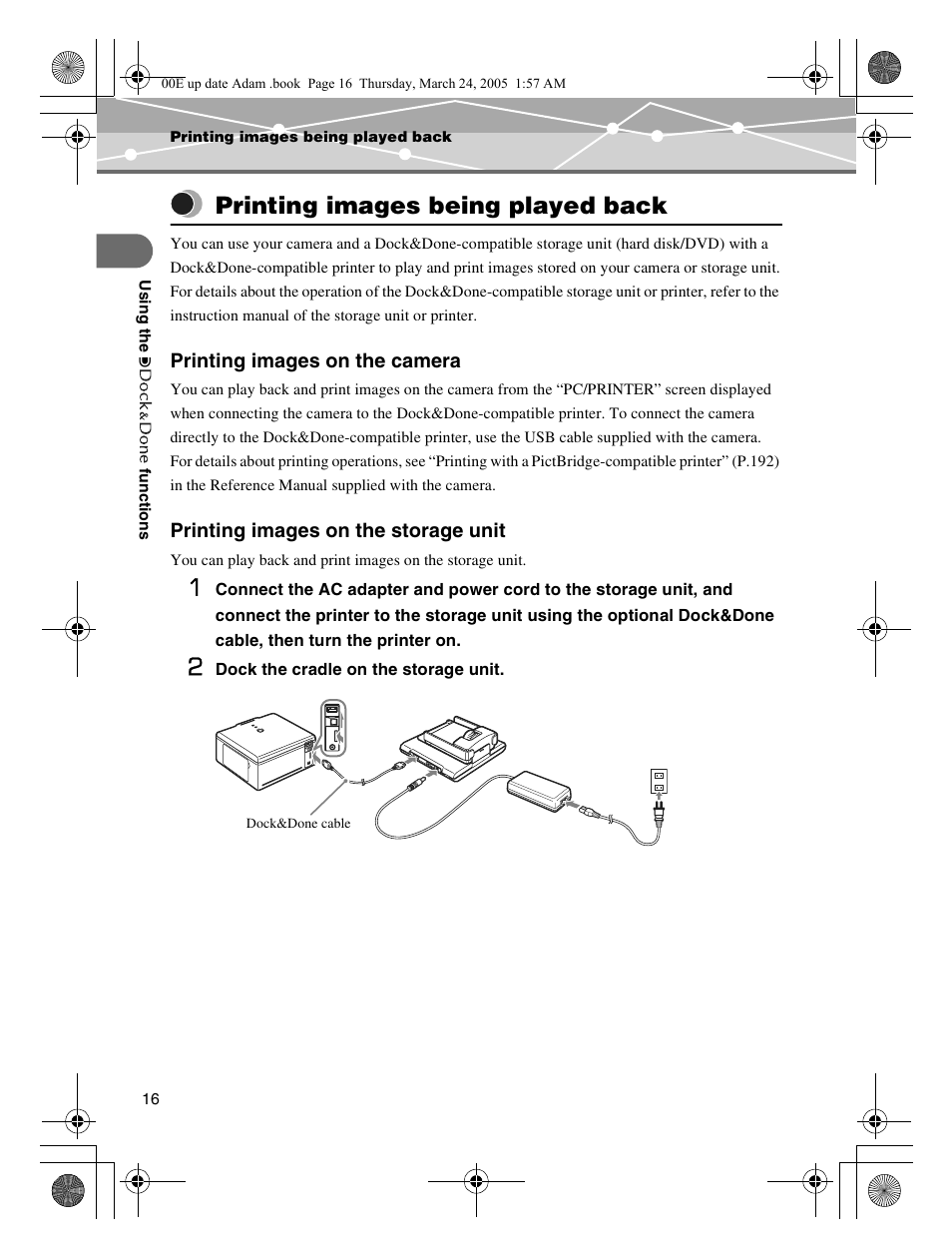 Printing images being played back, Printing images on the camera, Printing images on the storage unit | Gp.16, P.16) | Olympus IR-500 User Manual | Page 16 / 30