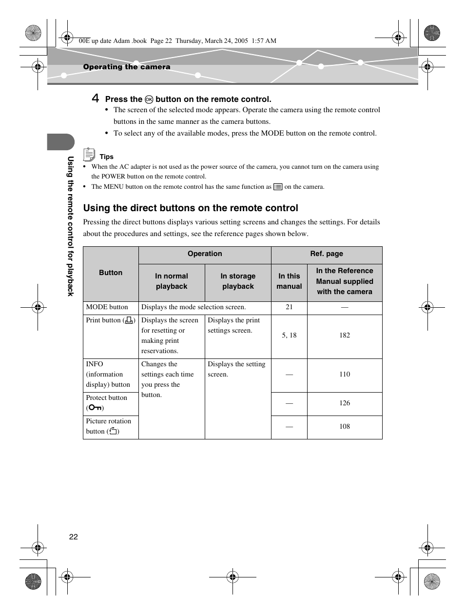 Using the direct buttons on the remote control | Olympus IR-500 User Manual | Page 22 / 30