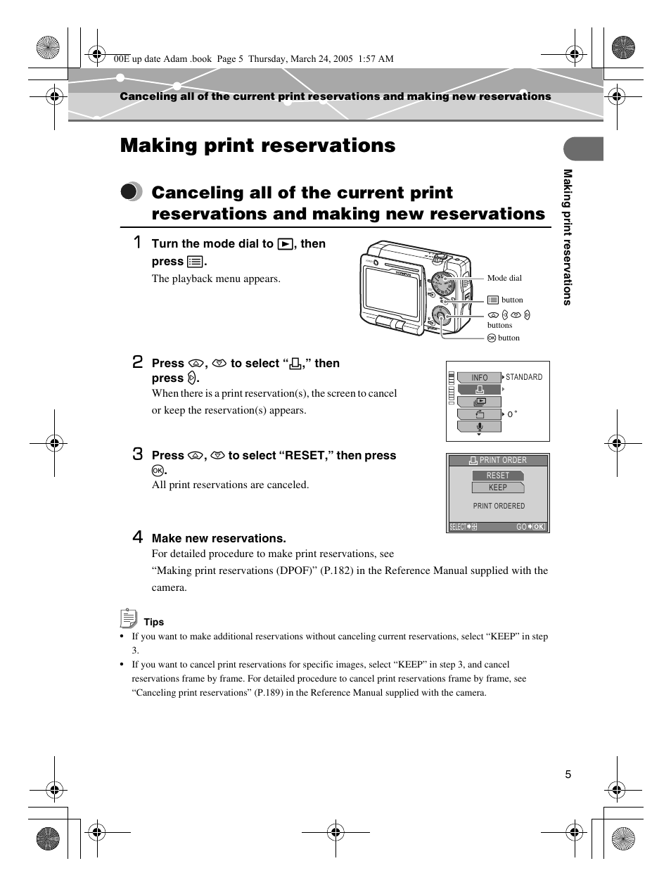 Making print reservations | Olympus IR-500 User Manual | Page 5 / 30