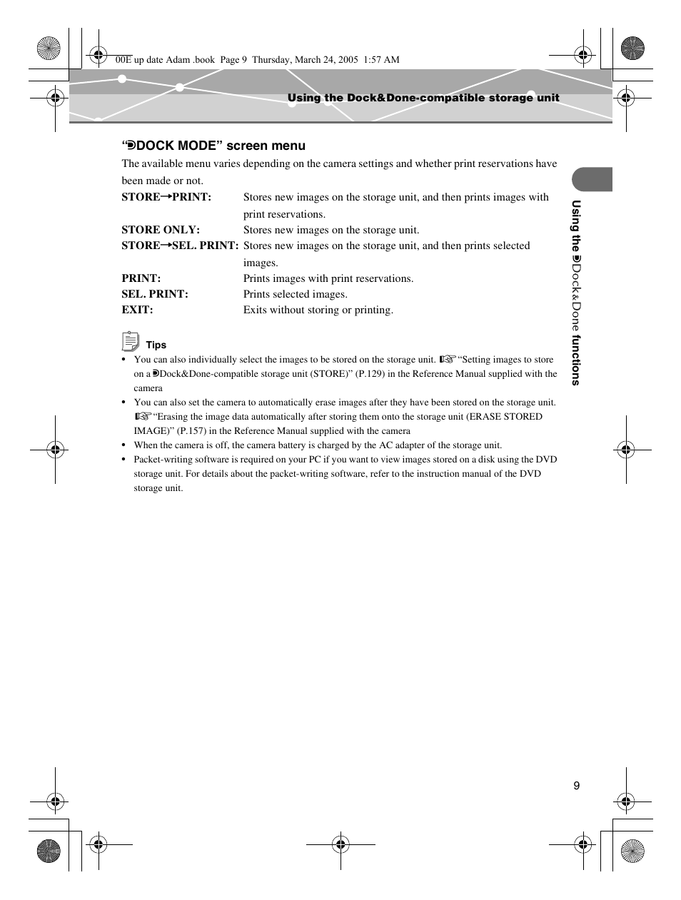 Q dock mode” screen menu | Olympus IR-500 User Manual | Page 9 / 30