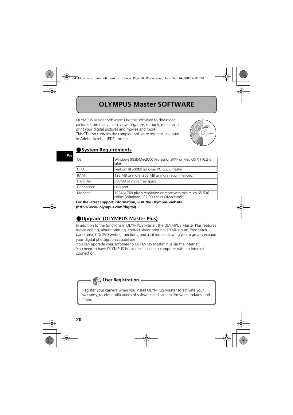 Olympus master software | Olympus SP-320 User Manual | Page 20 / 84