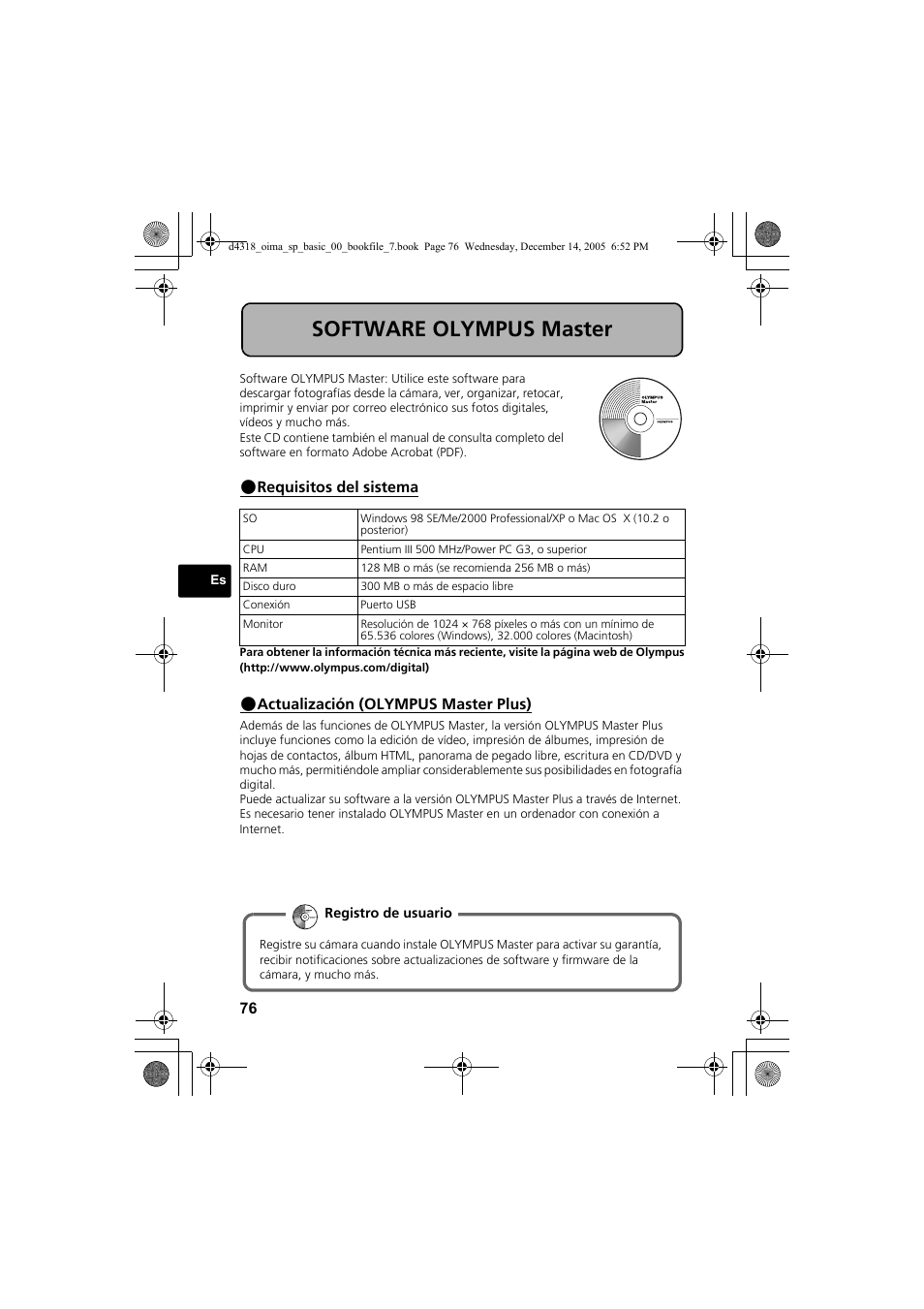 Software olympus master | Olympus SP-320 User Manual | Page 76 / 84