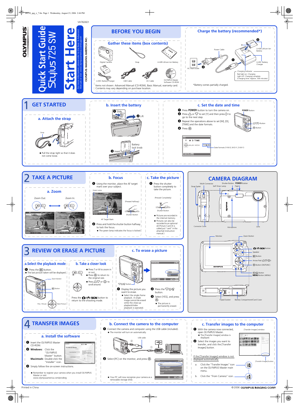 Olympus Stylus 725 SW User Manual | 1 page